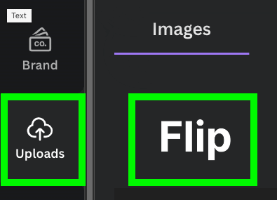 clip the flip text image once in uploads to open it in canva