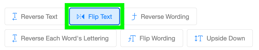 flip text button in reverse text generator