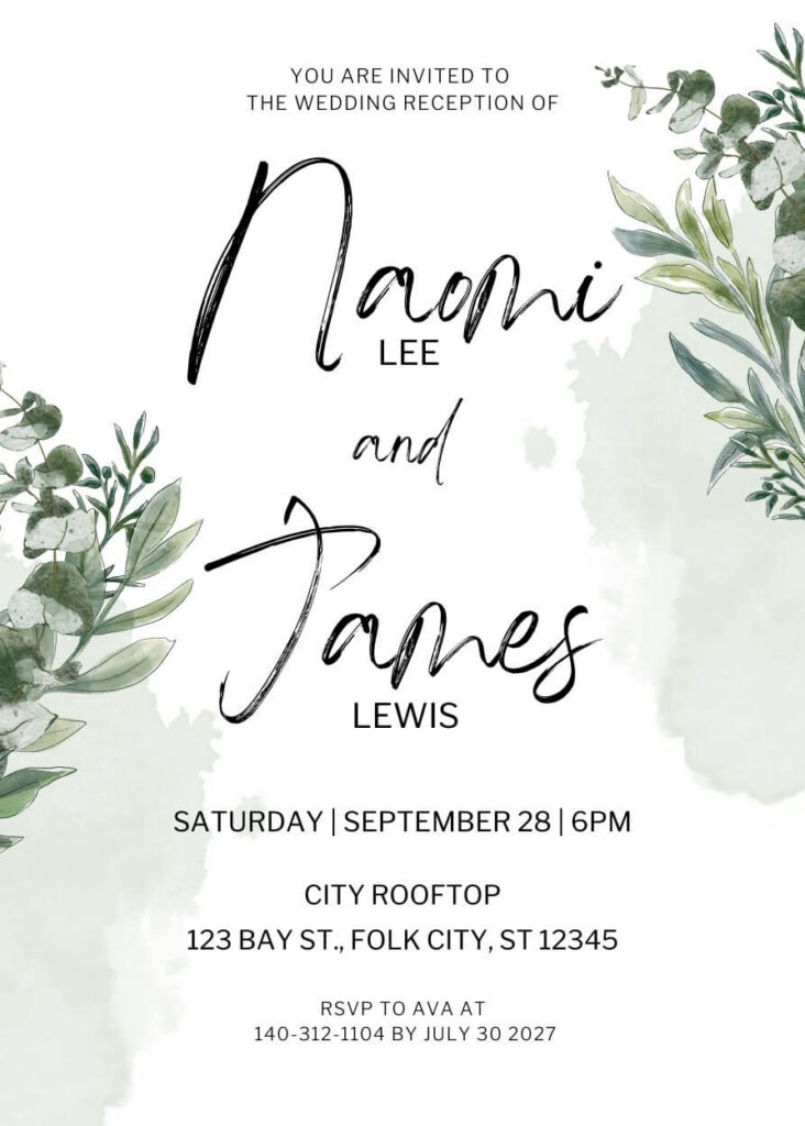 Angella White & Libre Franklin font pairing for Wedding Invitations with canva template