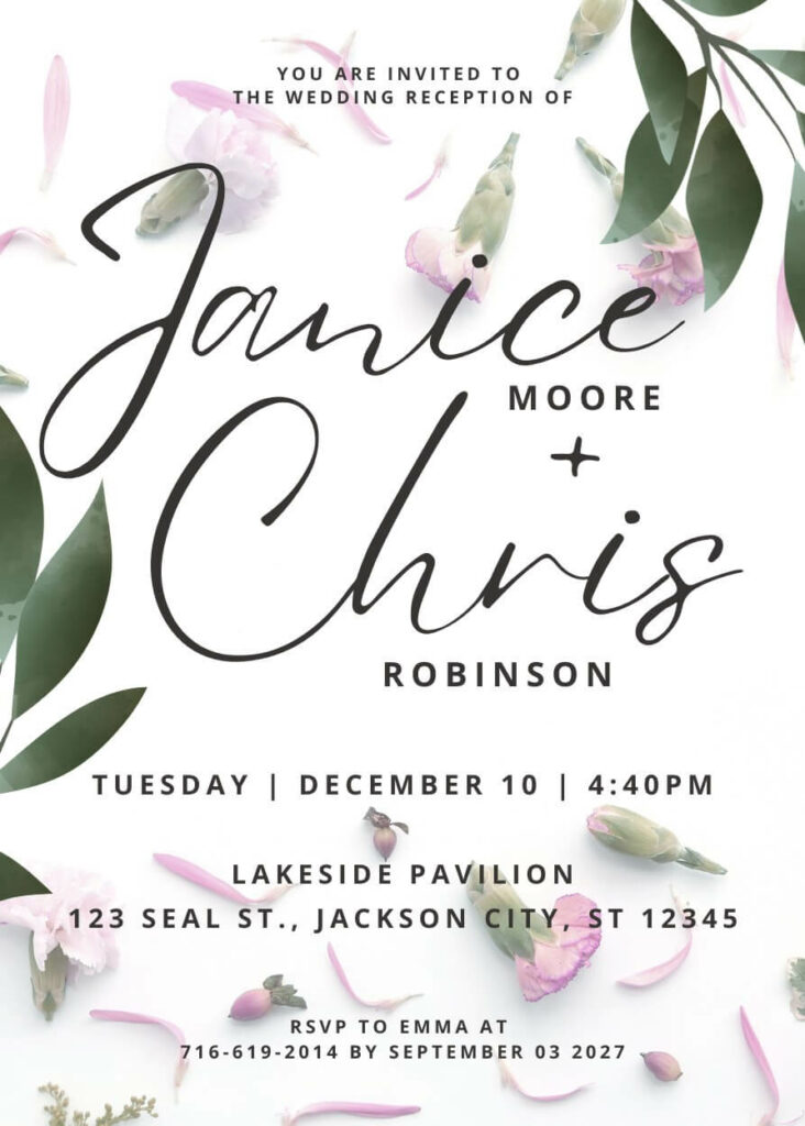 Eyesome Script & Open Sans font combination for Wedding Invitations with canva template