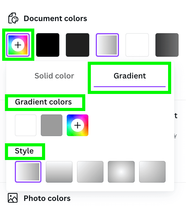 adjust background gradient colors in canva