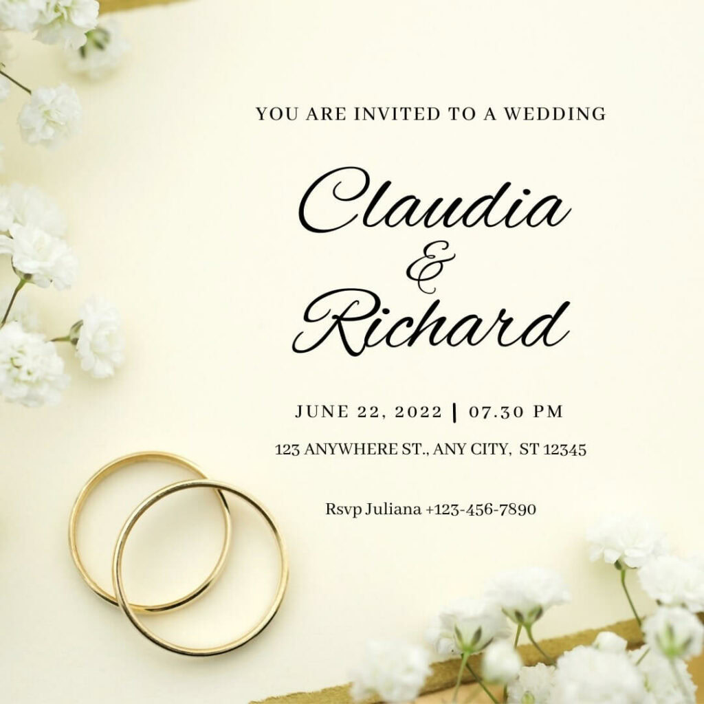 wedding invitation with cursive font Alex Brush in Canva