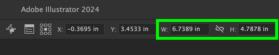 change width and height artboard numerical values in control panel illustrator