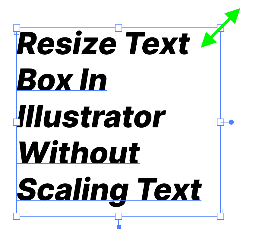 resize text box by clicking and dragging anchor point of bounding box in illustrator