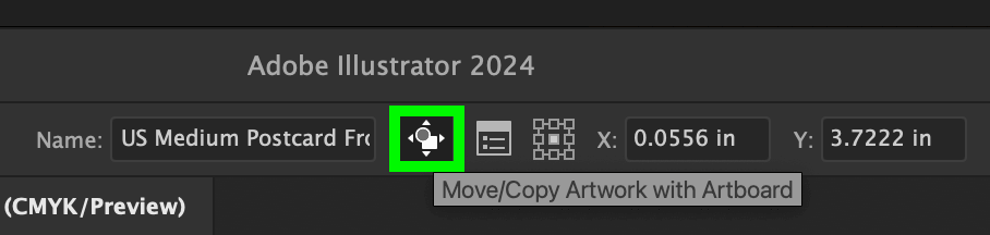select move or copy artwork with artboard button in control panel to move content with artboard illustrator