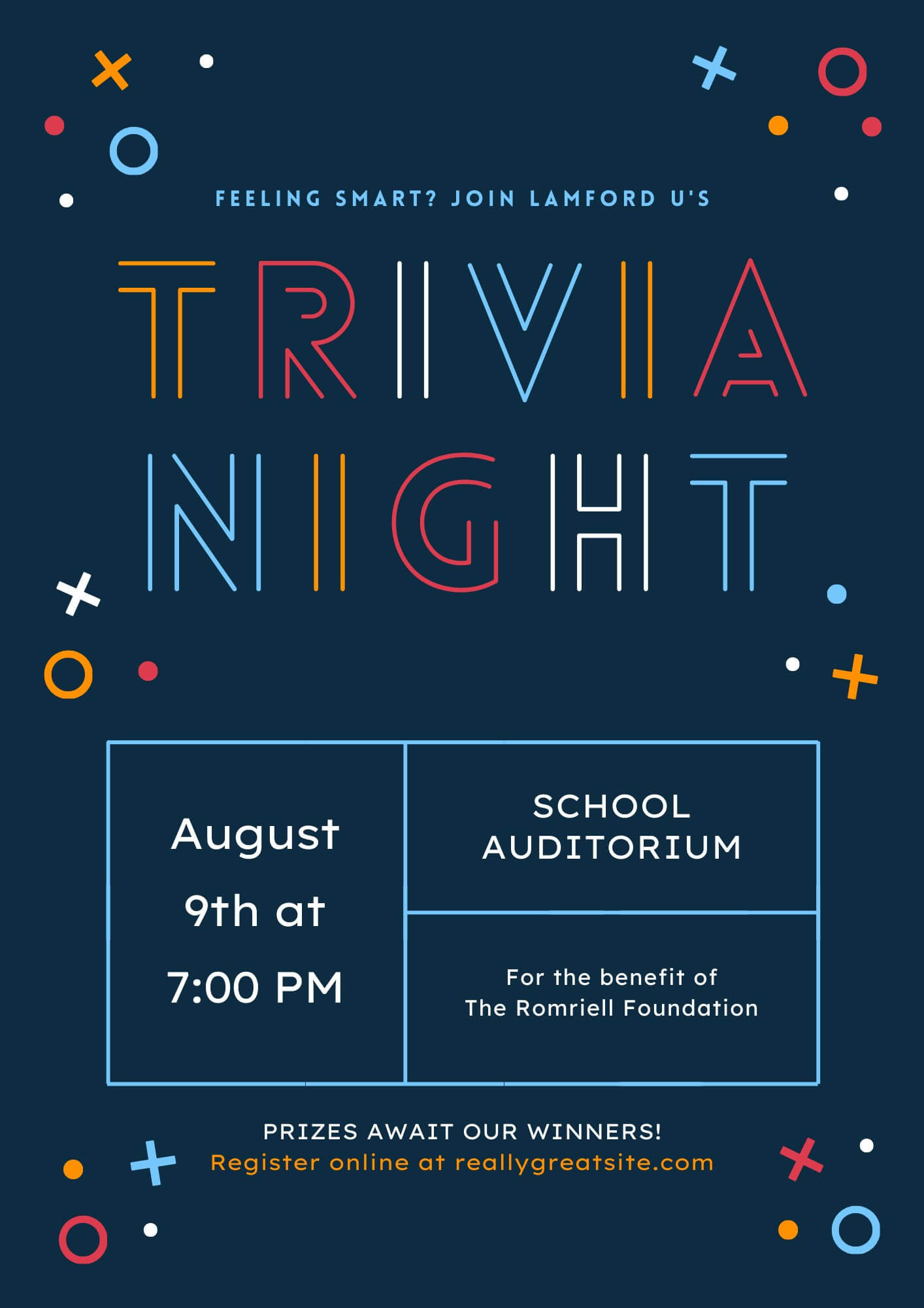 Lovelo Line + Lexend Exa - Colorful Playful Trivia Event Flyer