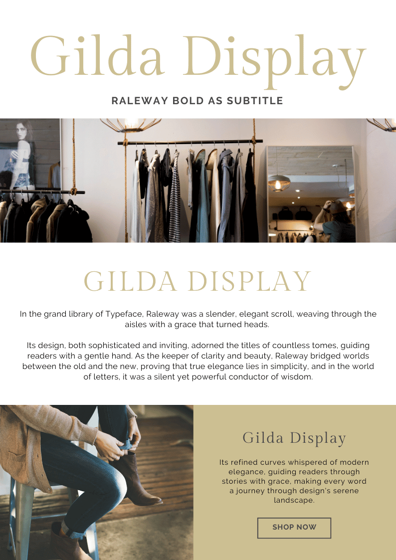Raleway Font Pairing With Gilda Display