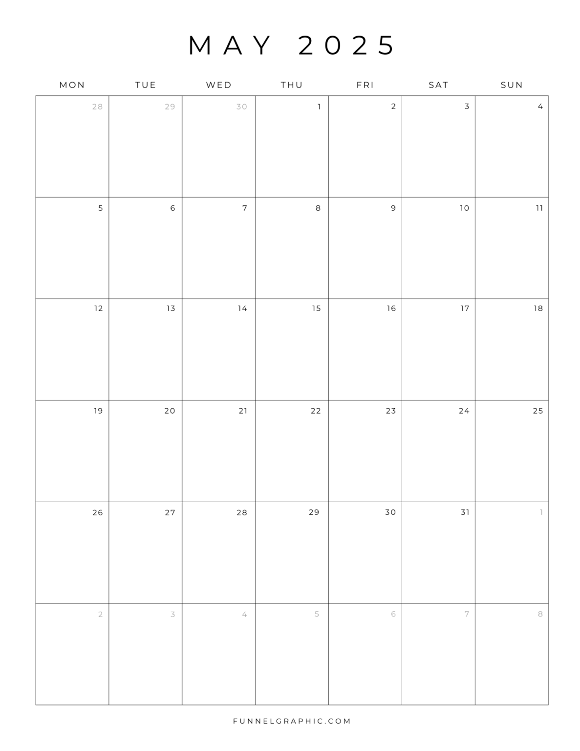 Free 2025 Calendar Printable Blank Portrait Templates
