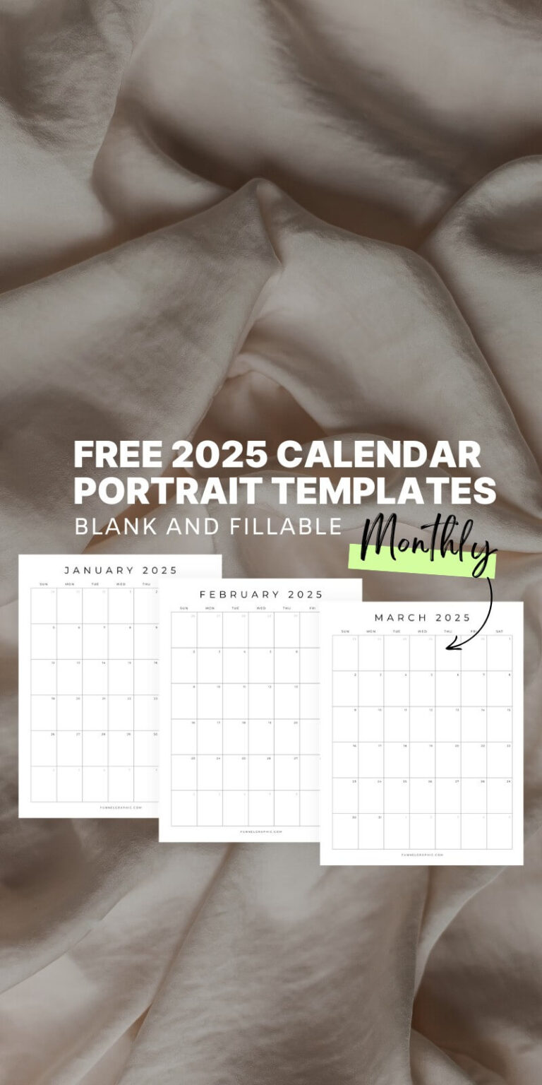 2025 calendar printable portrait templates that are blank and fillable