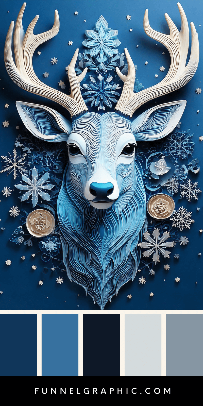 Blue A deer head in sentimental theme of the best season of the year is christmas