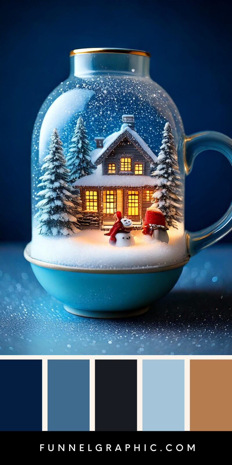 House in snow inside a christmas glass mug