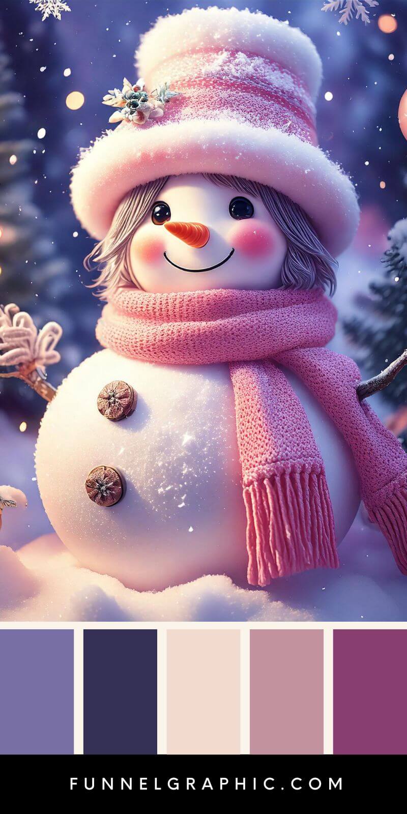 snowgirl with a pink scarf