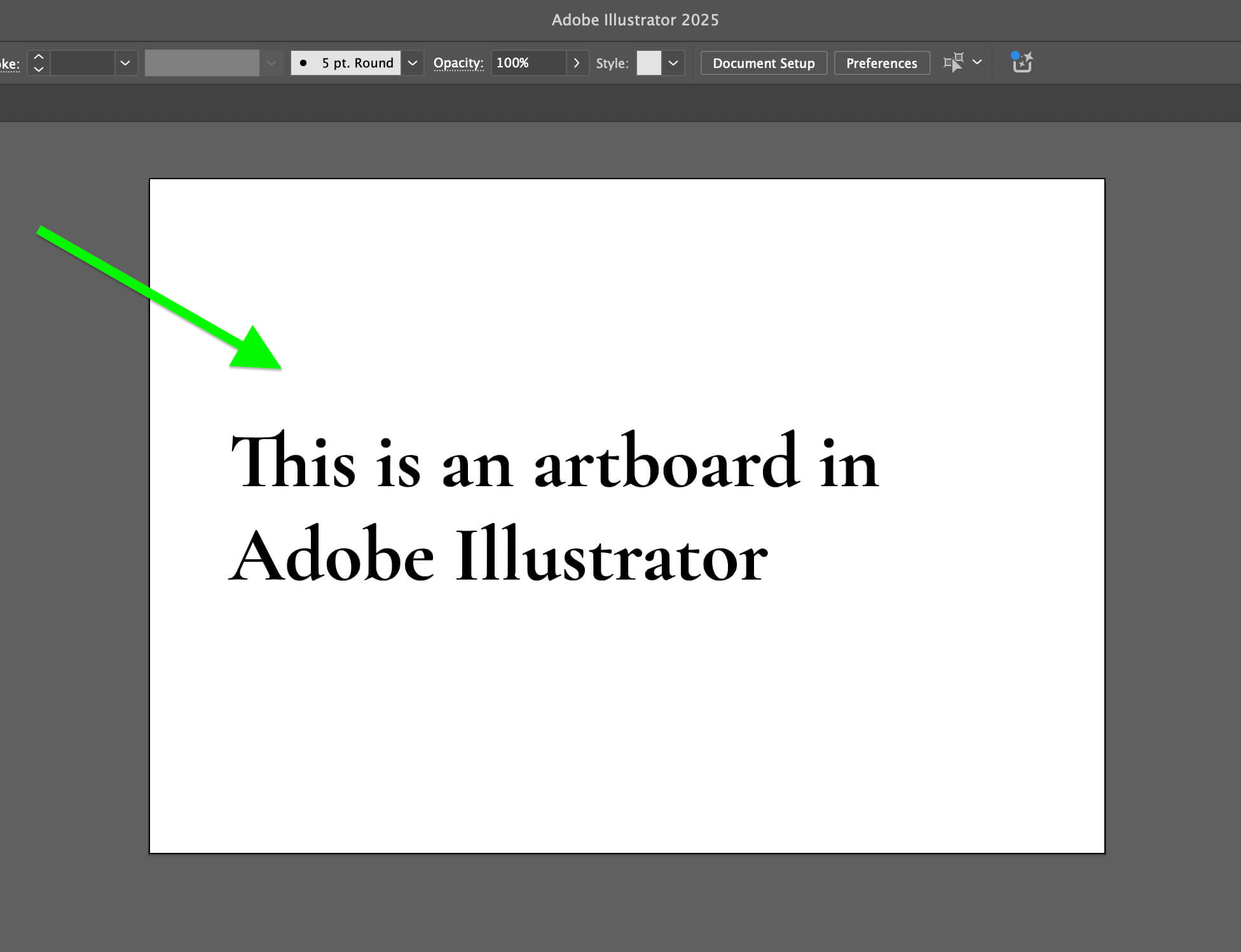 What Are Artboards in Adobe Illustrator And How To Use Them 1 The image shows an Adobe Illustrator interface with an artboard, displaying the text "This is an artboard in Adobe Illustrator."