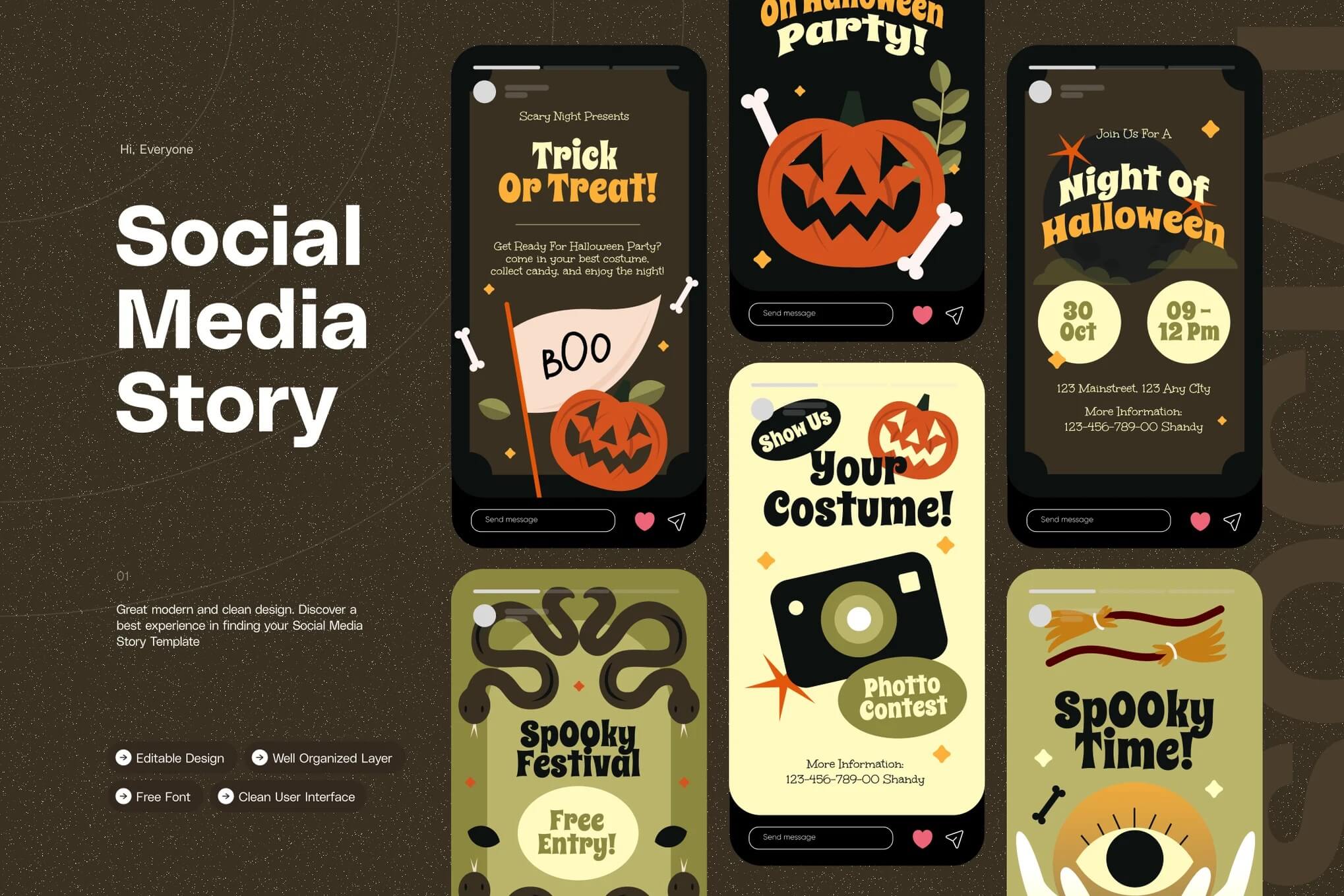 7+ Halloween Instagram Story Template: Spooky & Free Designs 10 Halloween-themed social media templates showcase events like parties, costume contests, and spooky festivals with pumpkins, bones, and festive designs.