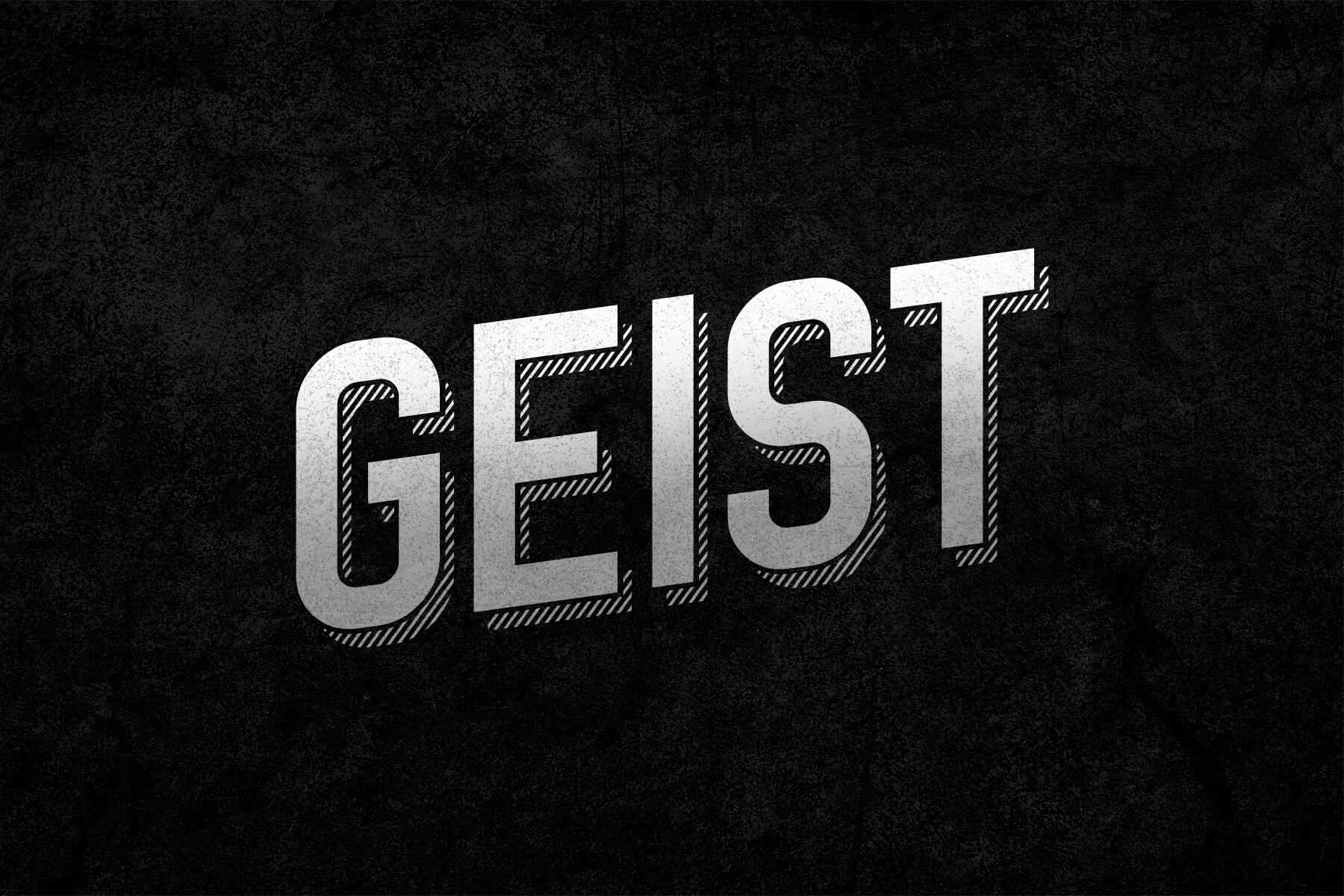 The word "GEIST" is prominently displayed in bold, stylized white text against a dark textured background.