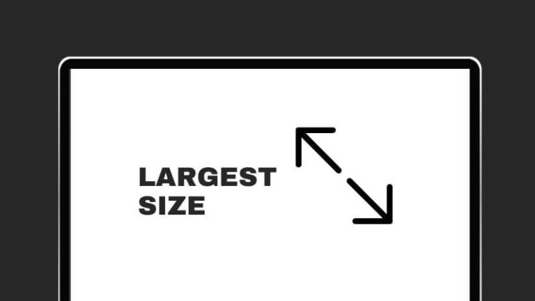 This image features the text "LARGEST SIZE" alongside a diagonal arrow pointing outward, symbolizing maximum capacity or dimensions on a digital interface.