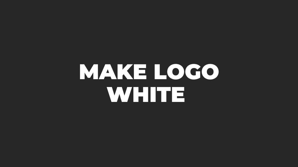 Dark background with bold, white text stating "MAKE LOGO WHITE" centered. No landmarks or people present. Minimalist design focus.
