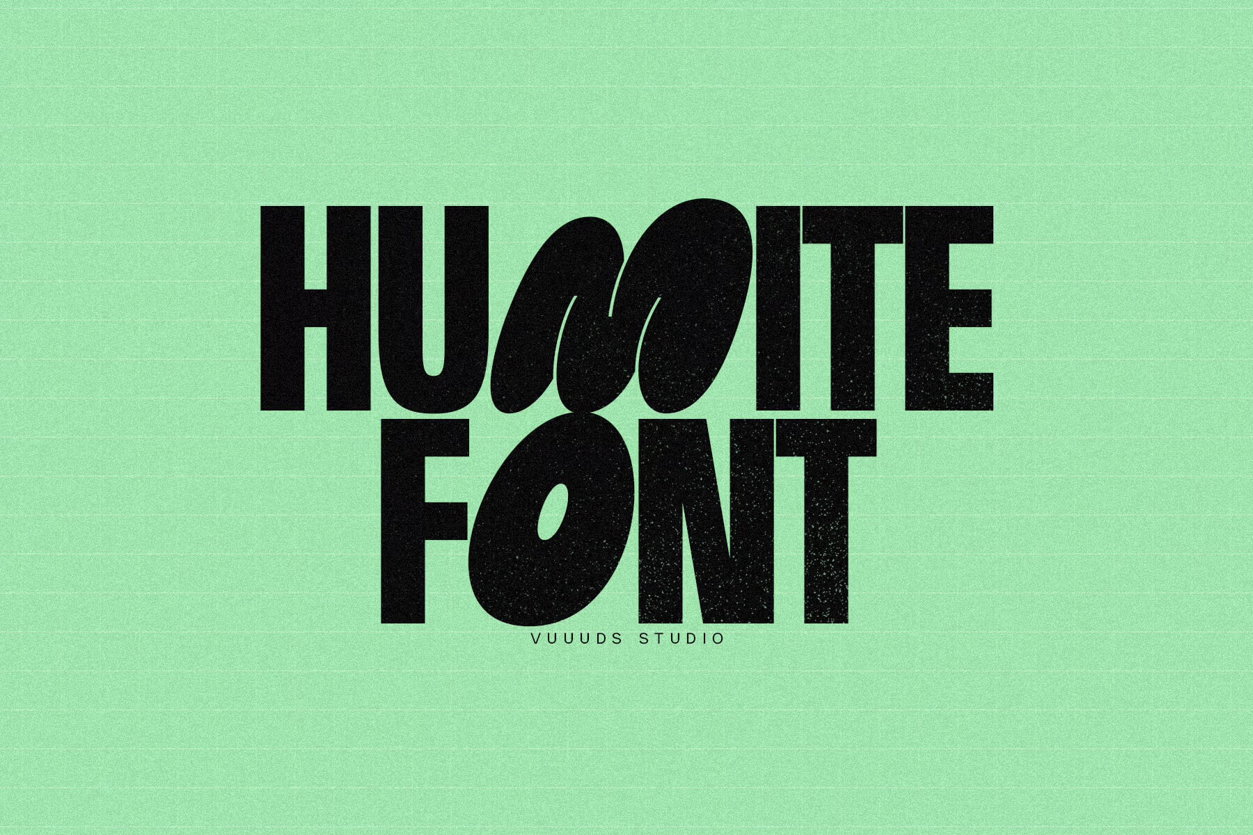 Bold black text "Humite Font" appears on a textured green background, displaying a modern design style by Vuuuds Studio.