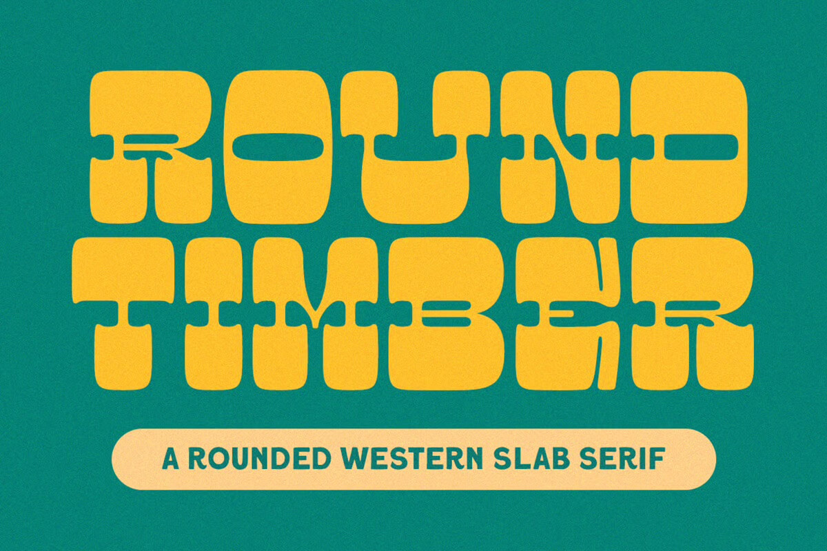 The image features bold, rounded yellow text "Round Timber" with a playful design style on a teal background.